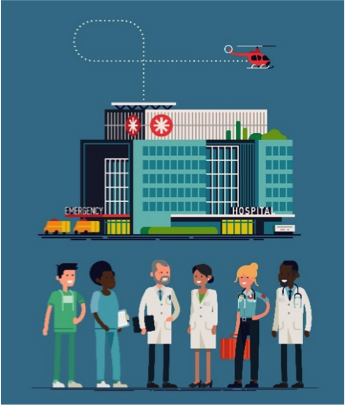 Clip art picture of doctors and hospital